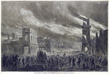 The Burning of Columbia, Dél-Karolina, 1865. február 17., pub. 1865